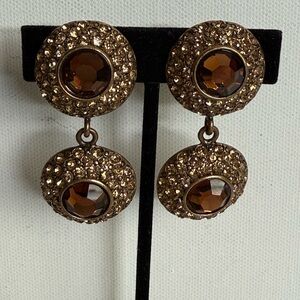 Elegant Bijoux Designs Light and Dark Topaz Color Drop  Earrings Clip on